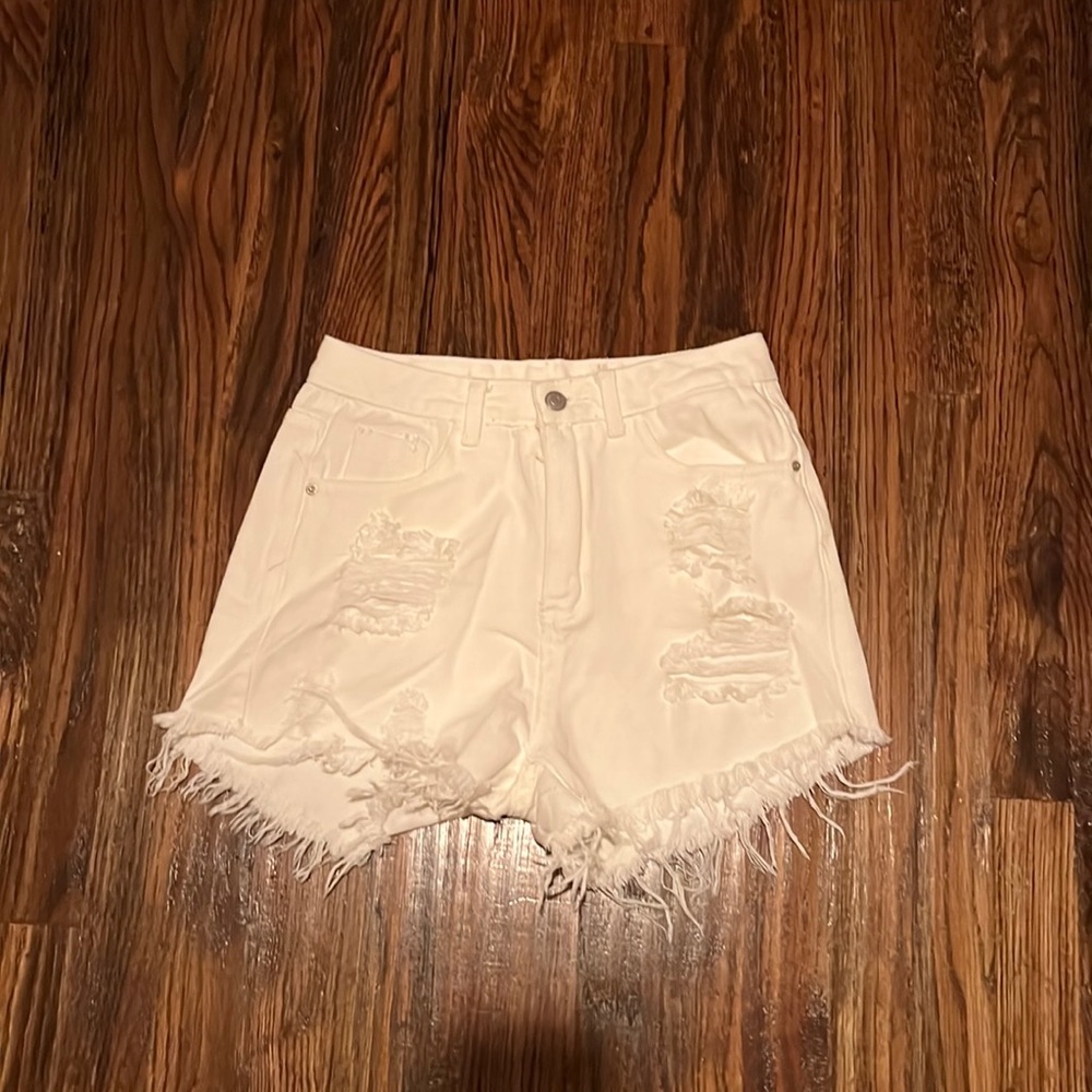 White ripped jean shorts (never worn)